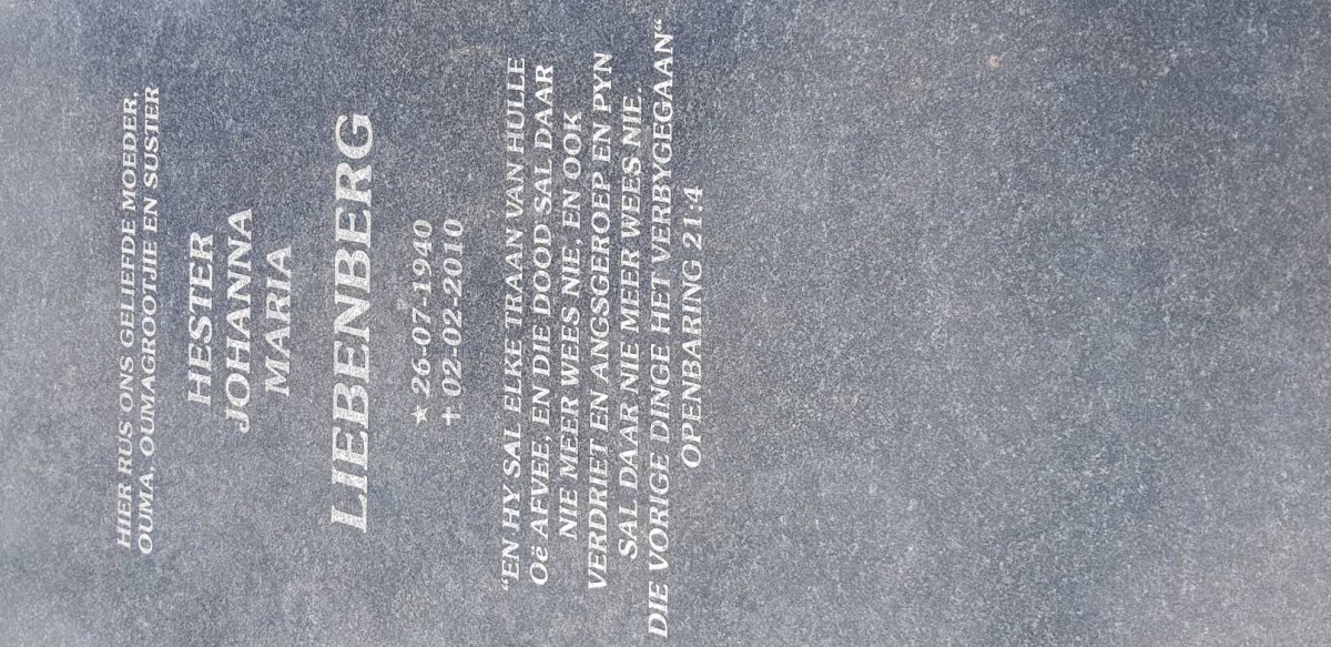 LIEBENBERG Hester Johanna Maria 1940-2010