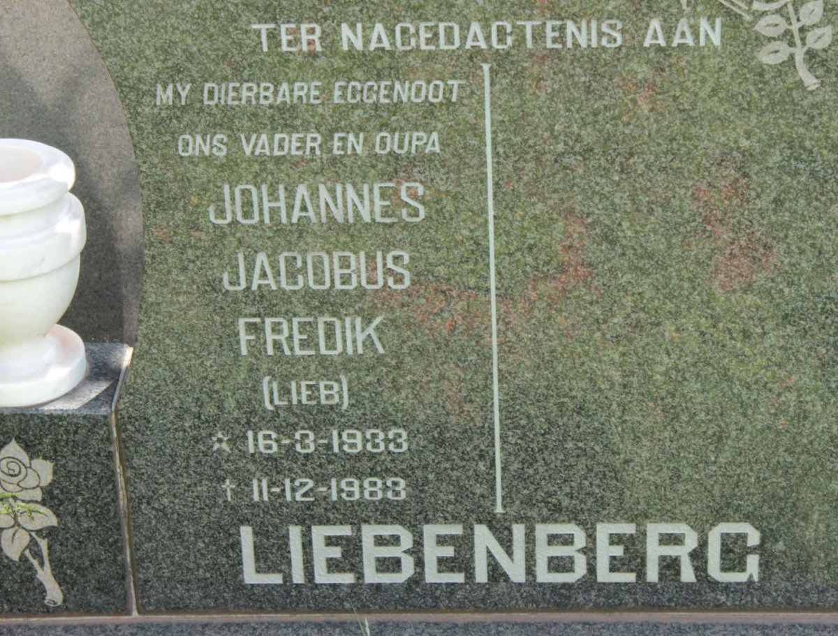 LIEBENBERG Johannes Jacobus Fredik 1933-1983