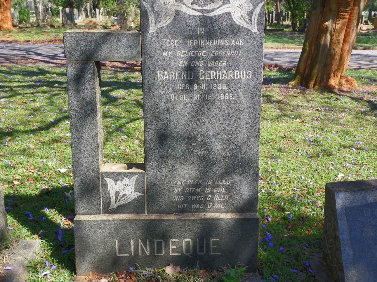LINDEQUE Barend Gerhardus 1899-1958
