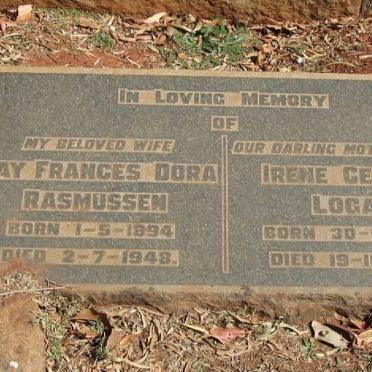 LOGAN Irene Cecelia 18?2-1956 :: RASMUSSEN May Frances Dora 1894-1948