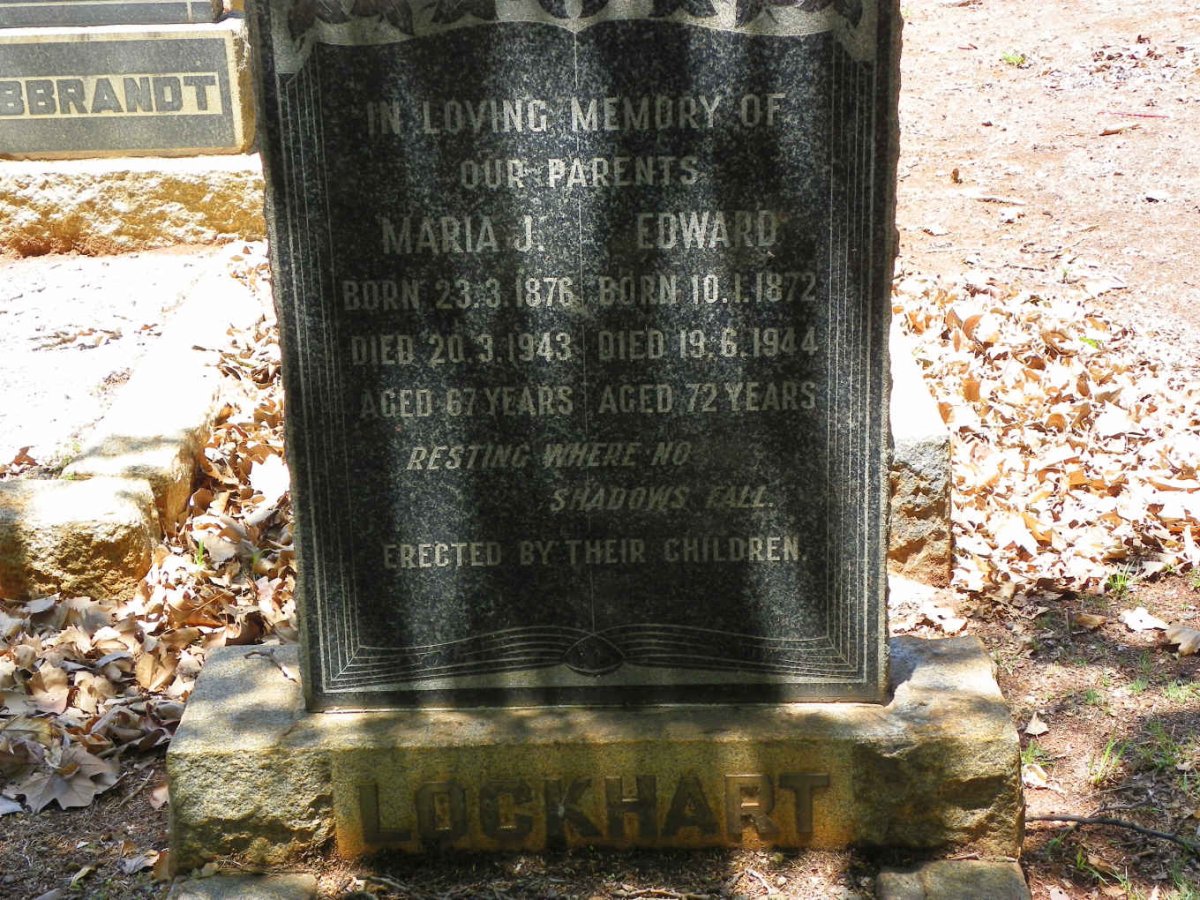 LOCKHART Edward 1872-1944 &amp; Maria J. 1876-1943