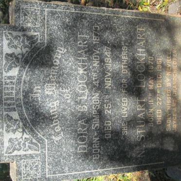 LOCKHART N. Stuart 1870-1951 &amp; Dora B. SIMPSON  1873-1947