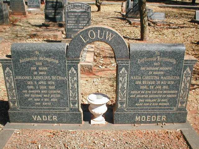 LOUW Johannes Arnoldus Bothma 1879-1958 &amp; Maria Christina Magdalena BEUKUS 1879-1951