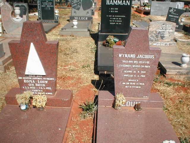 LOUW Wynand Jacobus 1926-2001 &amp; Roma BREED 1933-1989
