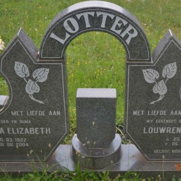 LOTTER Louwrens Jacobus 1912-1992 &amp; Johanna Elizabeth 1922-2004