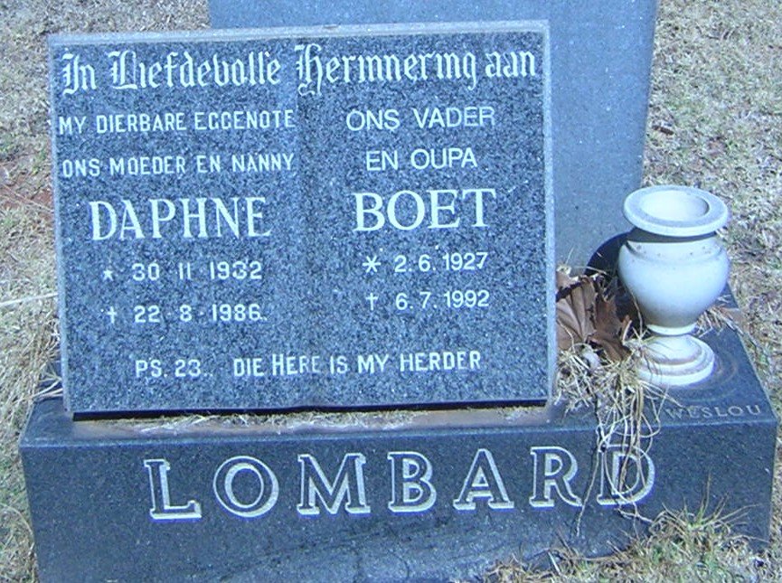 LOMBARD Boet 1927-1992 &amp; Daphne 1932-1986