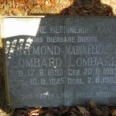 LOMBARD Raymond 1890-1945 &amp; Maria Elizabeth 1893-1966