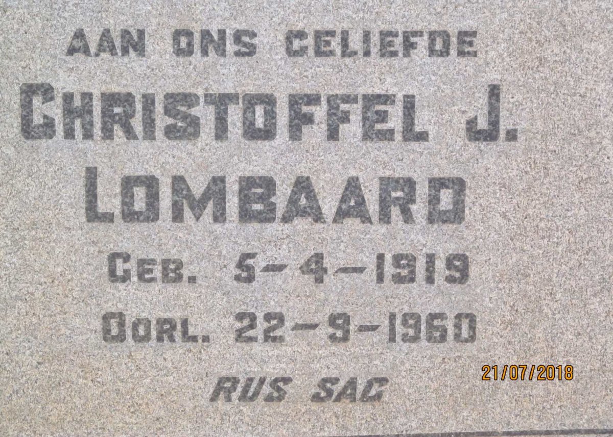 LOMBAARD Christoffel J. 1919-1960