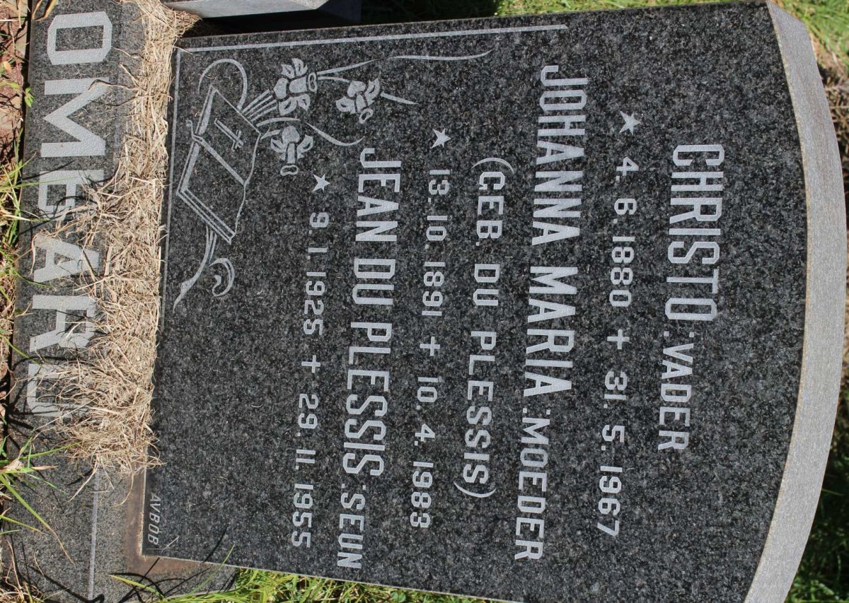 LOMBARD Christo 1880-1967 &amp; Johanna Maria DU PLESSIS 1891-1983 :: LOMBARD Jean Du Plessis 1925-1955