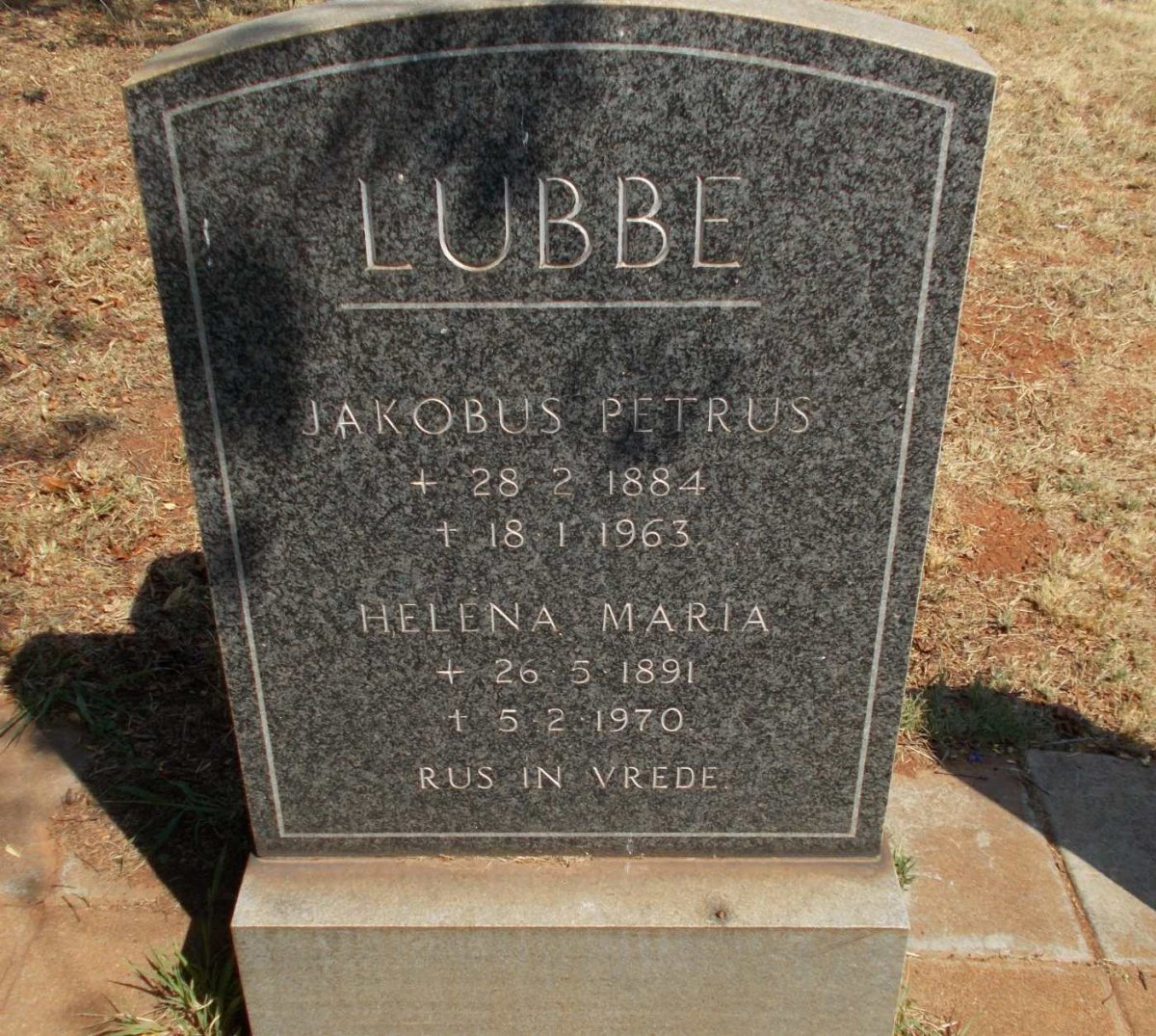 LUBBE Jakobus Petrus 1884-1963 &amp; Helena Maria 1891-1970