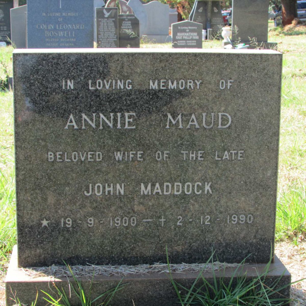 MADDOCK Annie Maude 1900-1990