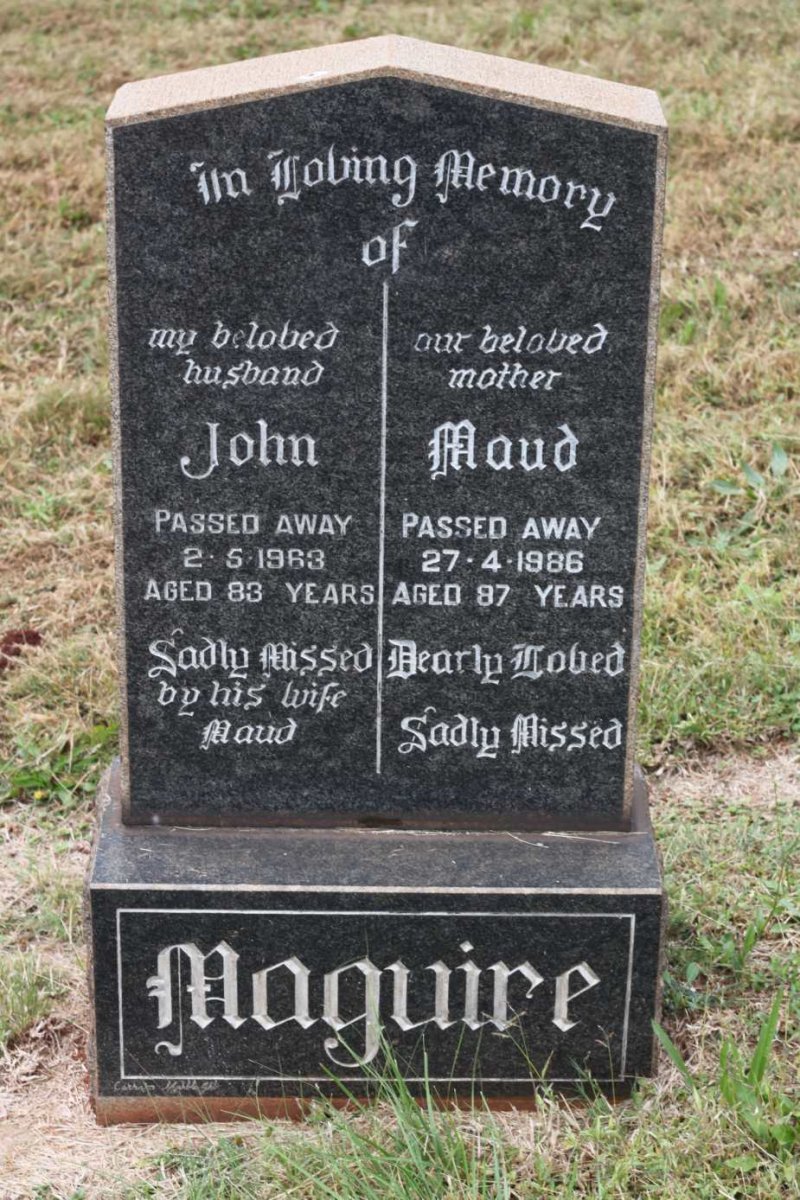 MAGUIRE John -1963 &amp; Maud -1986