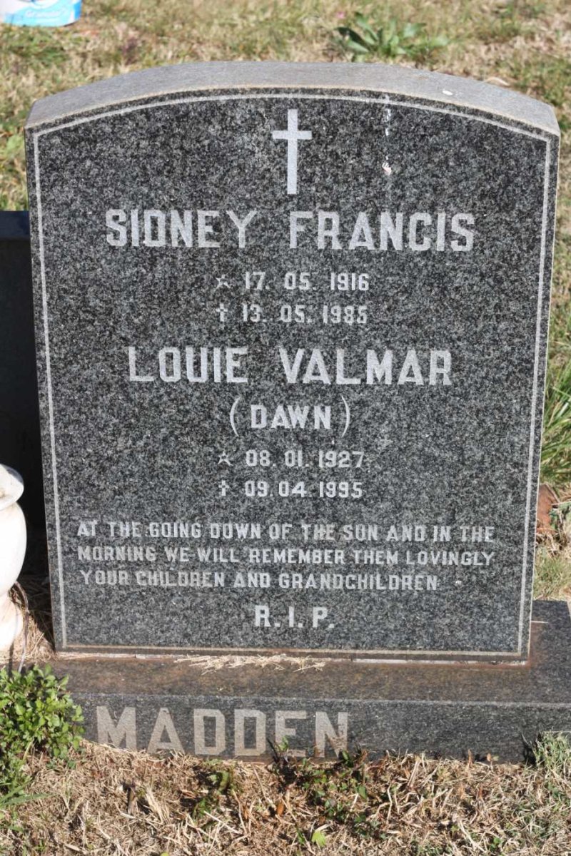 MADDEN Sidney Francis 1916-1985 &amp; Louie Valmar 1927-1995