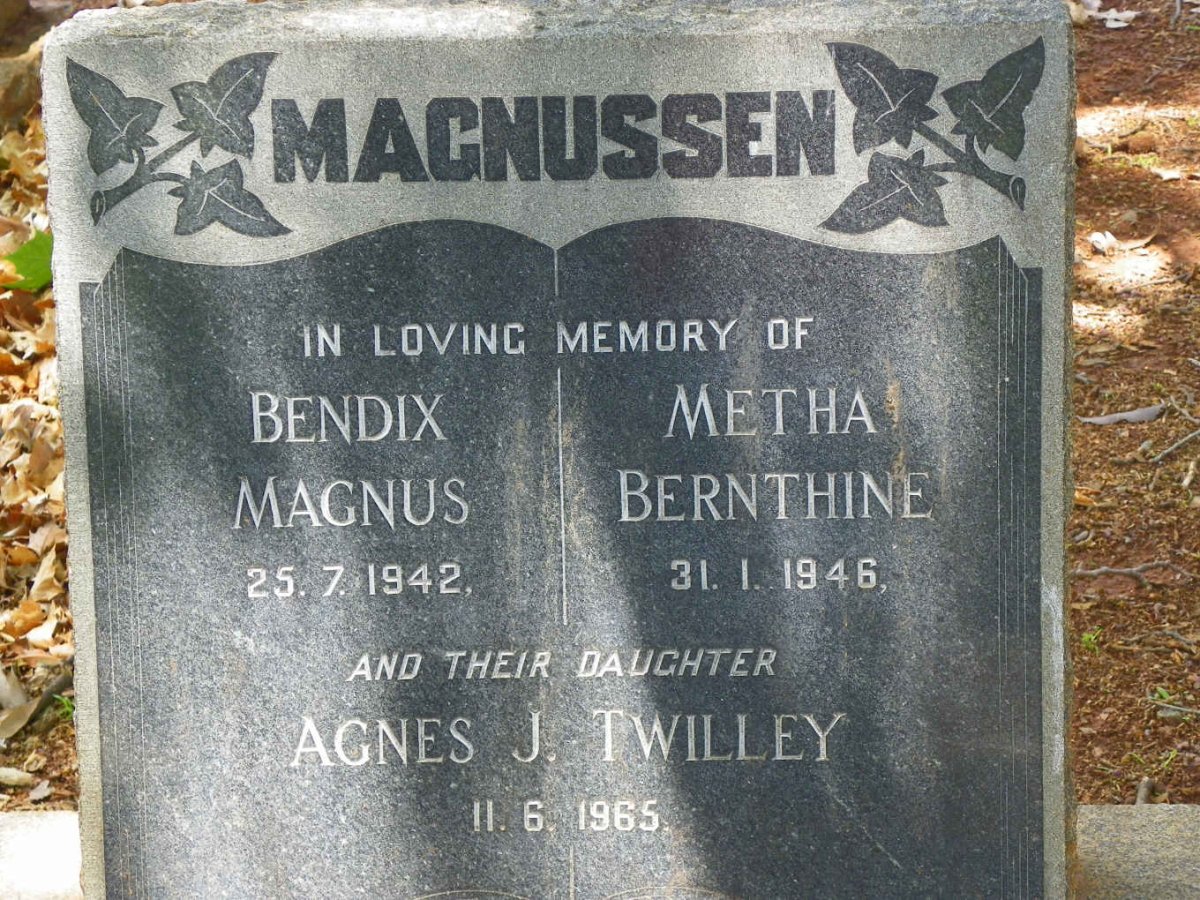 MAGNUSSEN Bendix Magnus -1942 &amp; Metha Bernthine -1946 :: TWILLEY Agnes J. -1965