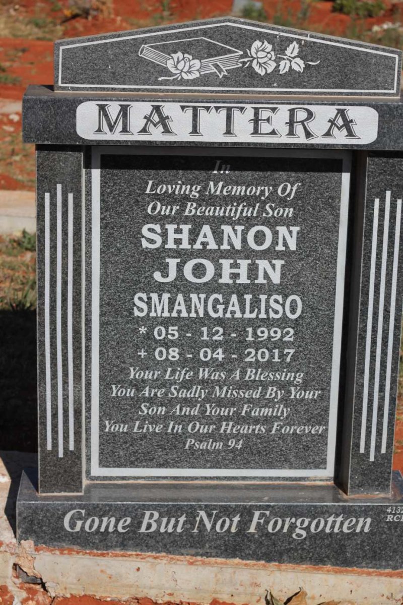 MATTERA Shanon John Smangaliso 1992-2017