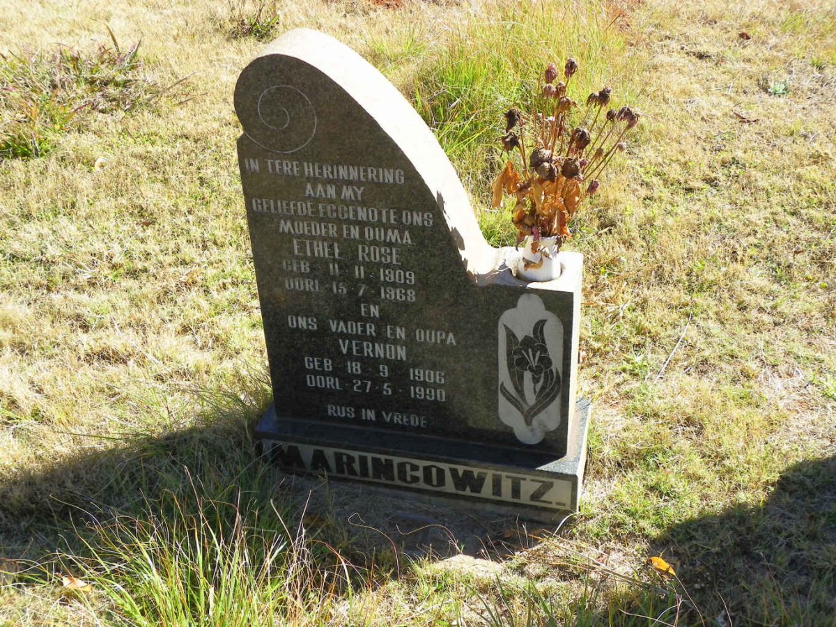 MARINCOWITZ Vernon 1906-1990 &amp; Ethel Rose 1909-1968