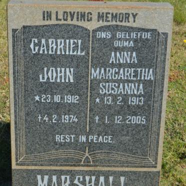 MARSHALL Gabriel John 1912-1974 &amp; Anna Margaretha Susanna 1913-2005