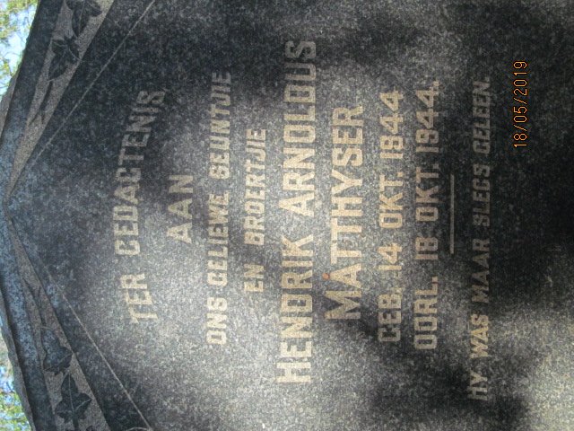 MATTHYSER Hendrik Arnoldus 1944-1944