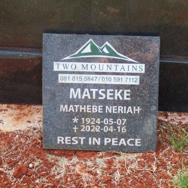 MATSEKE Solomon Kgokgophana 1922-2011 &amp; Mathebe Neriah 1924-2022