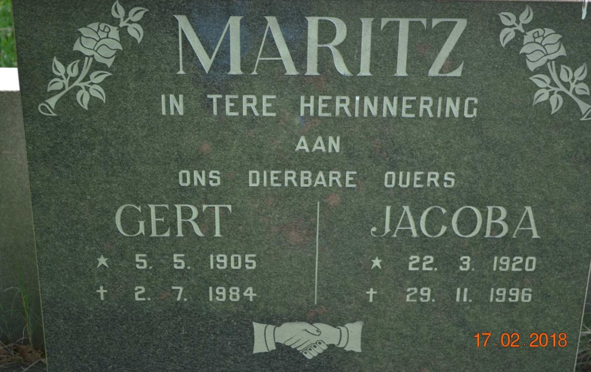 MARITZ Gert 1905-1984 &amp; Jacoba 1920-1996