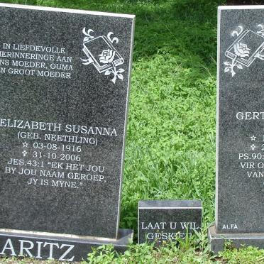 MARITZ Gert Stephanus 1914-1981 &amp; Elizabeth Susanna NEETHLING 1916-2006