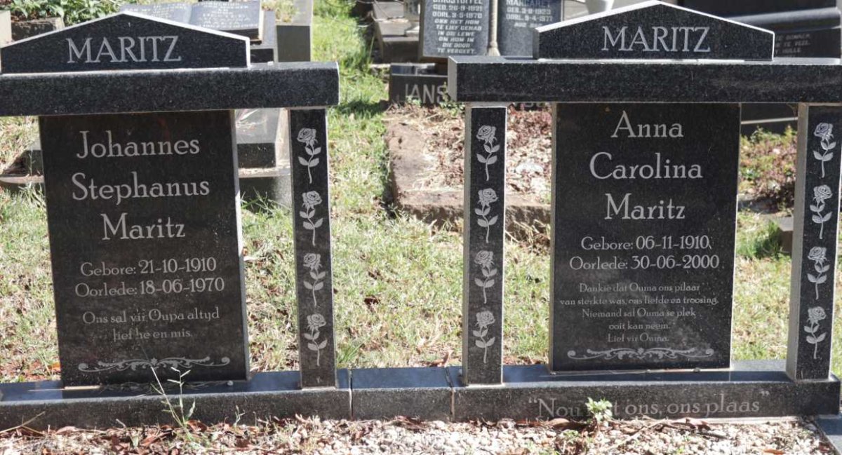 MARITZ Johannes Stephanus 1910-1970 &amp; Anna Carolina 1910-2000