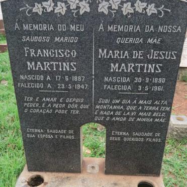 MARTINS Francisco 1887-1947 &amp; Maria de Jesus 1890-1961