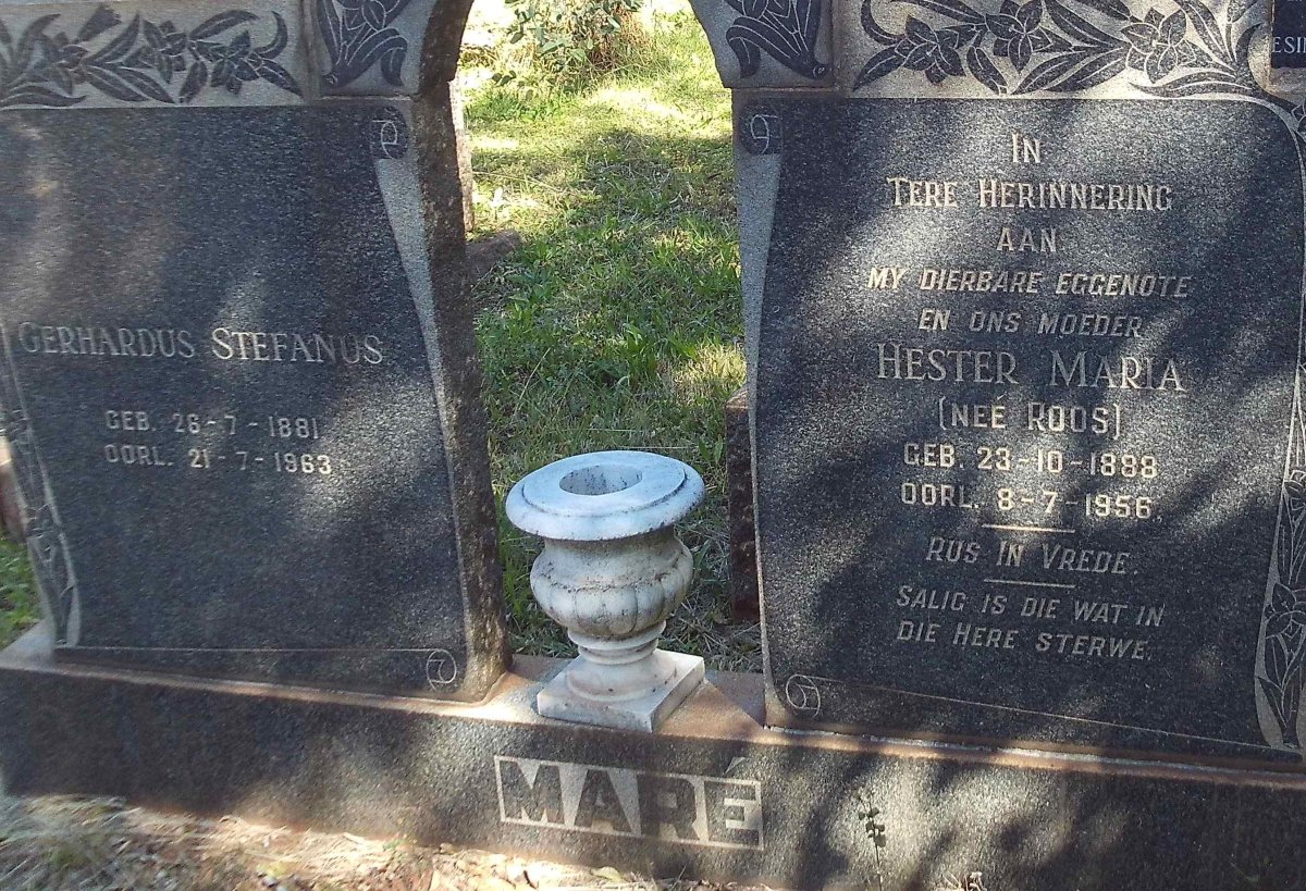 MARÉ Gerhardus Stefanus 1881-1963 &amp; Hester Maria ROOS 1888-1956