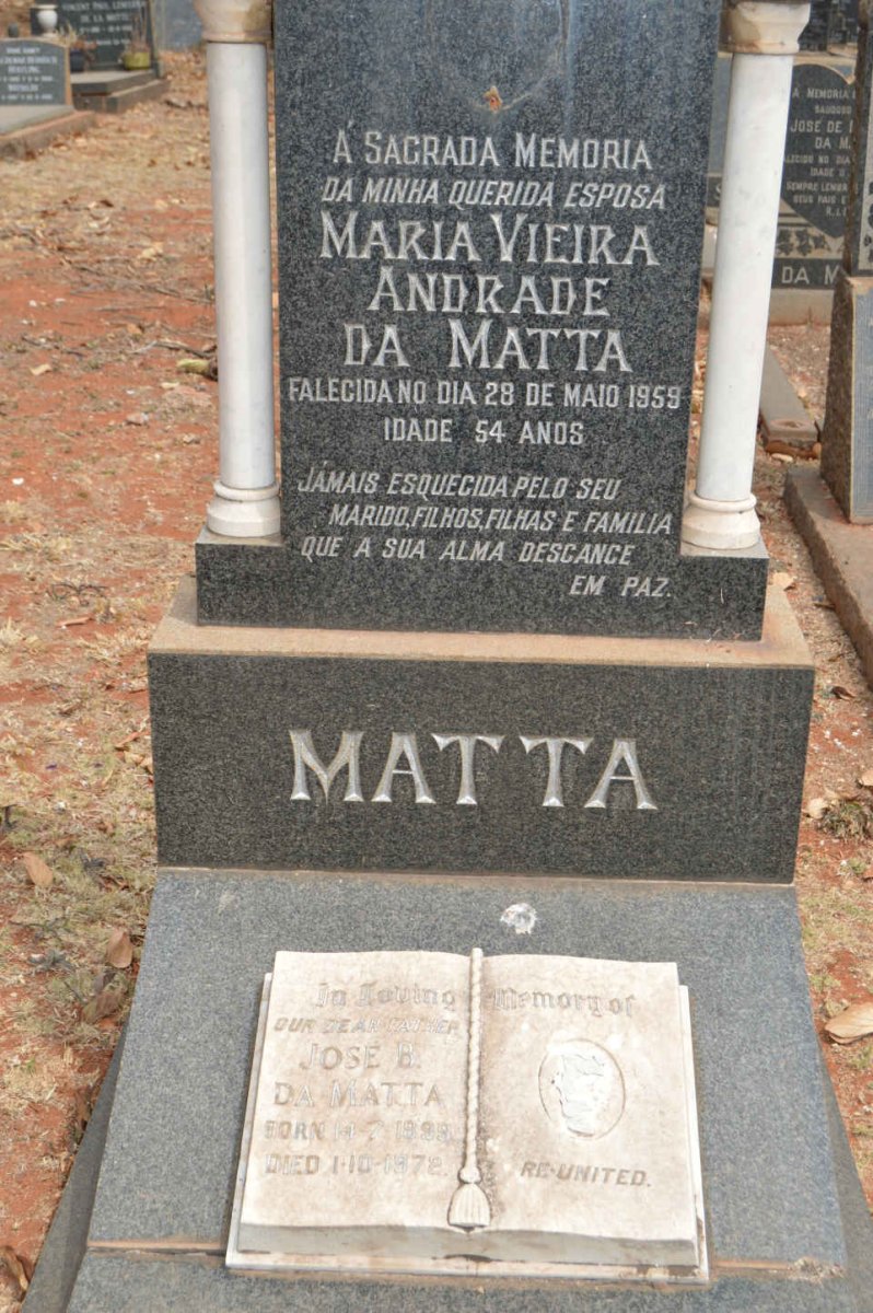 MATTA Jose B., da 1899-1972 &amp; Maria Vieira Andrade -1959