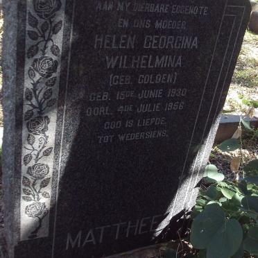 MATTHEE Helen Georgina Wilhelmina nee GOLDEN 1930-1956