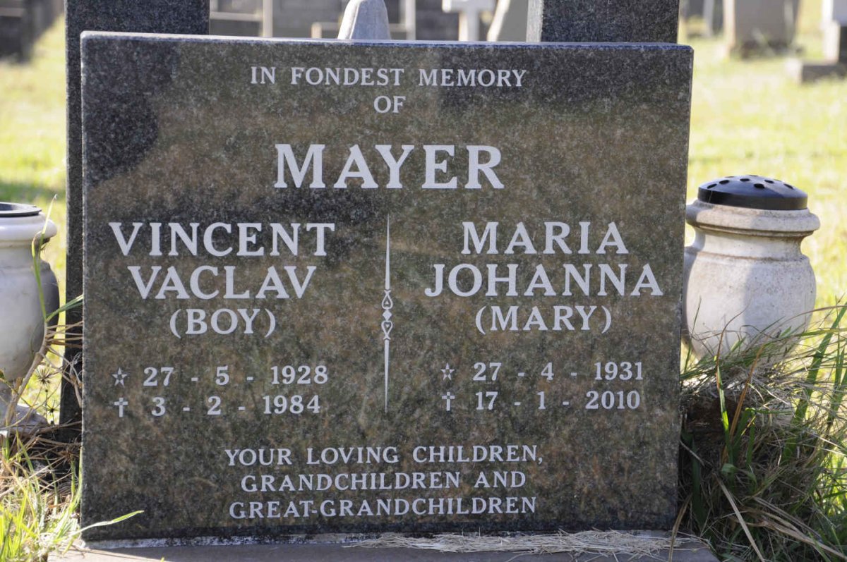 MAYER Vincent Vaclav 1928-1984 &amp; Maria Johanna 1931-2020