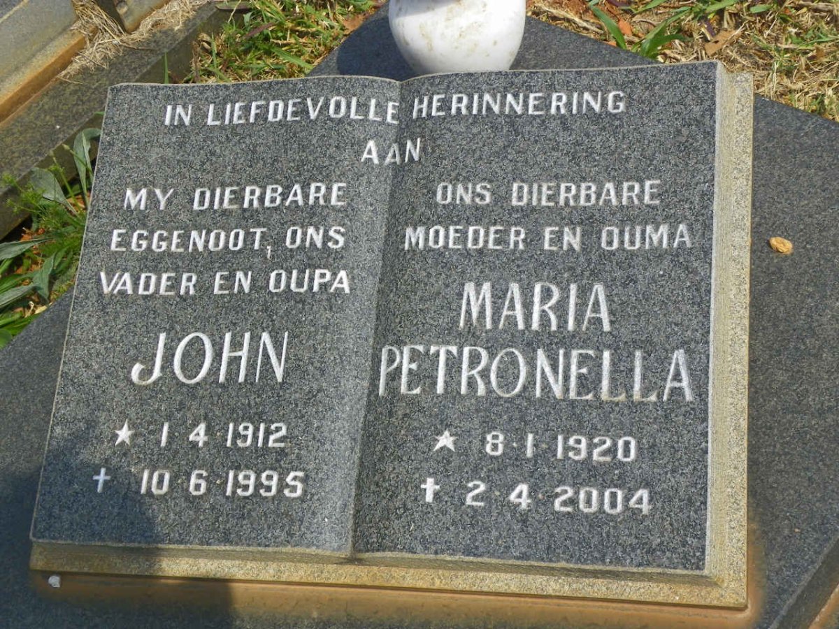 MARIJNEN John 1912-1995 &amp; Maria Petronella 1920-2004