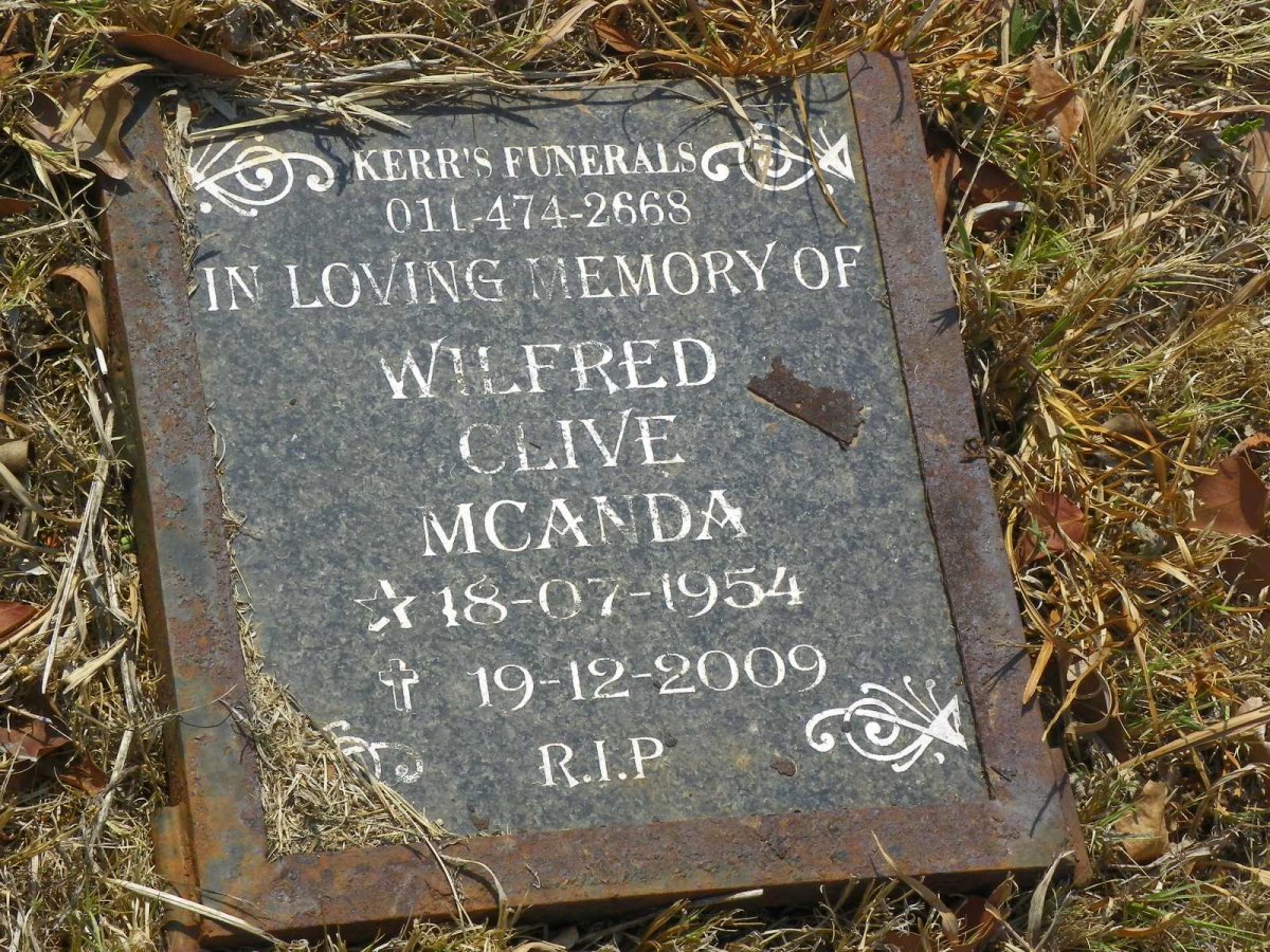 MCANDA Wilfred Clive 1954-2009