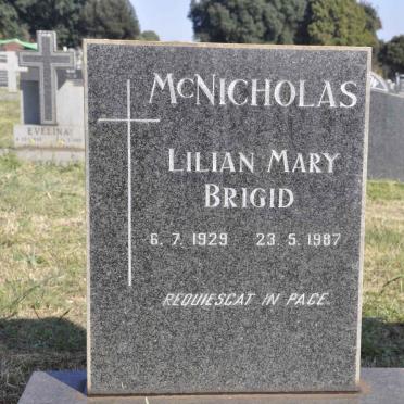 MCNICHOLAS Lilian Mary Brigid 1929-1987