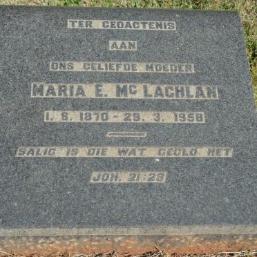 McLACHLAN Maria E. 1870-1958