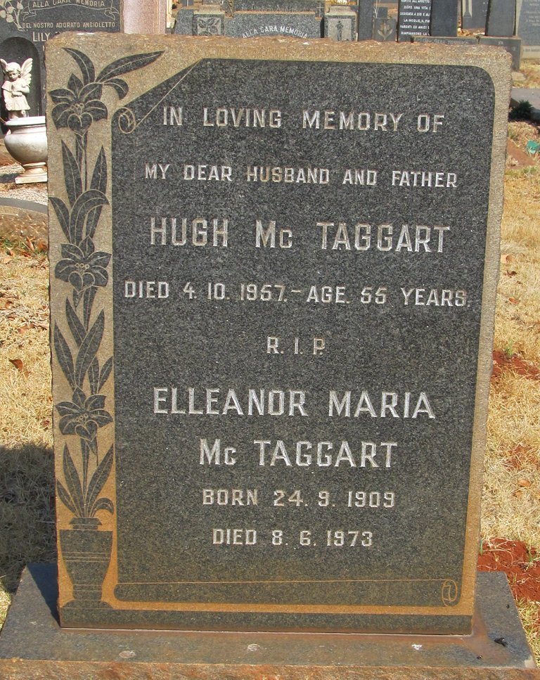 McTAGGART Hugh -1957 &amp; Elleanor Maria 1909-1973