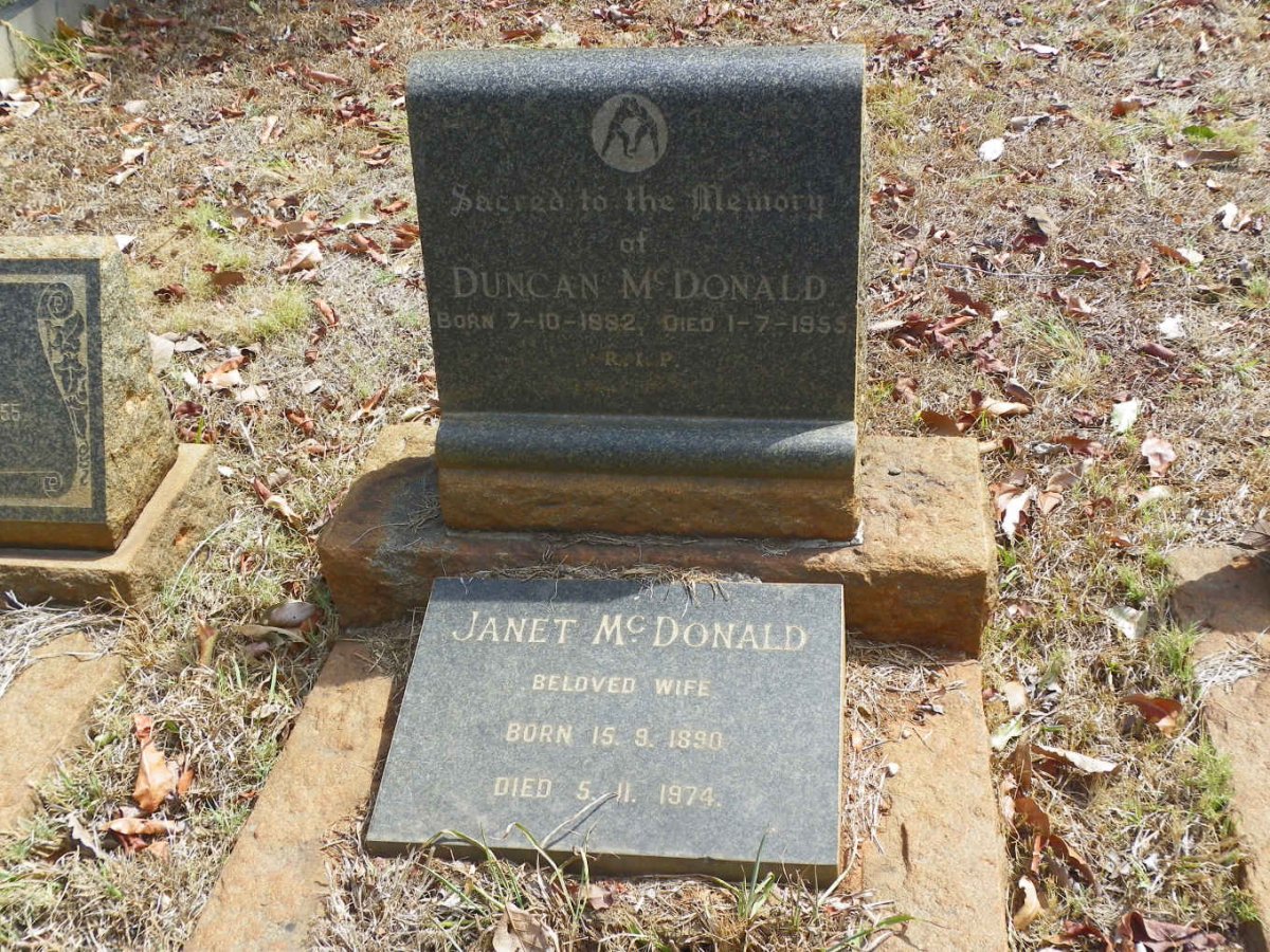 McDONALD Duncan 1882-1955 &amp; Janet 1890-1974