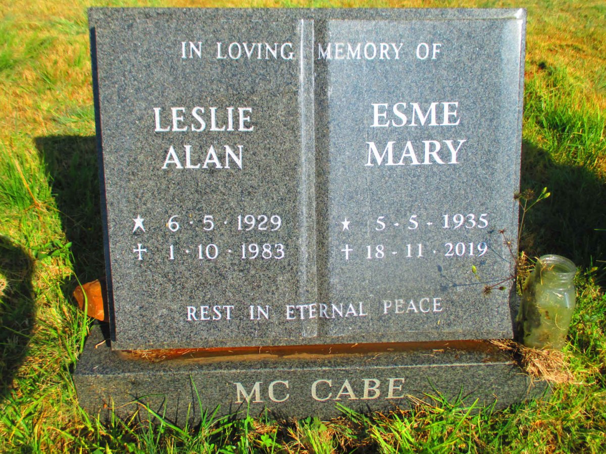 McCABE Leslie Alan 1929-1983 &amp; Esme Mary 1935-2019