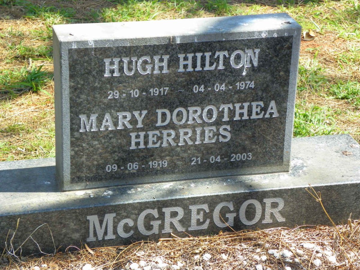 McGREGOR Hugh Hilton 1917-1974 &amp; Mary Dorothea Herries 1919-2003