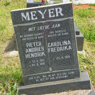 MEYER Pieter Andries Hendrik 1911-1991 &amp; Carolina Fredrika 1919-