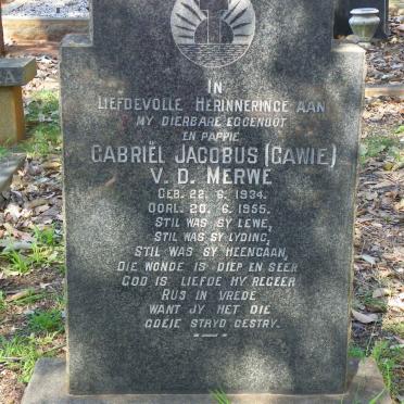 MERWE Gabriël Jacobus, v.d. 1934-1955