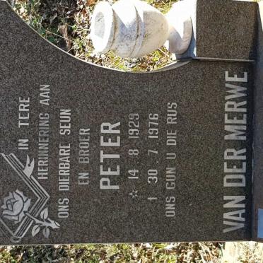 MERWE Peter, van der 1929-1976
