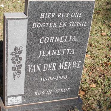 MERWE Cornelia Jeanetta, van der -1980