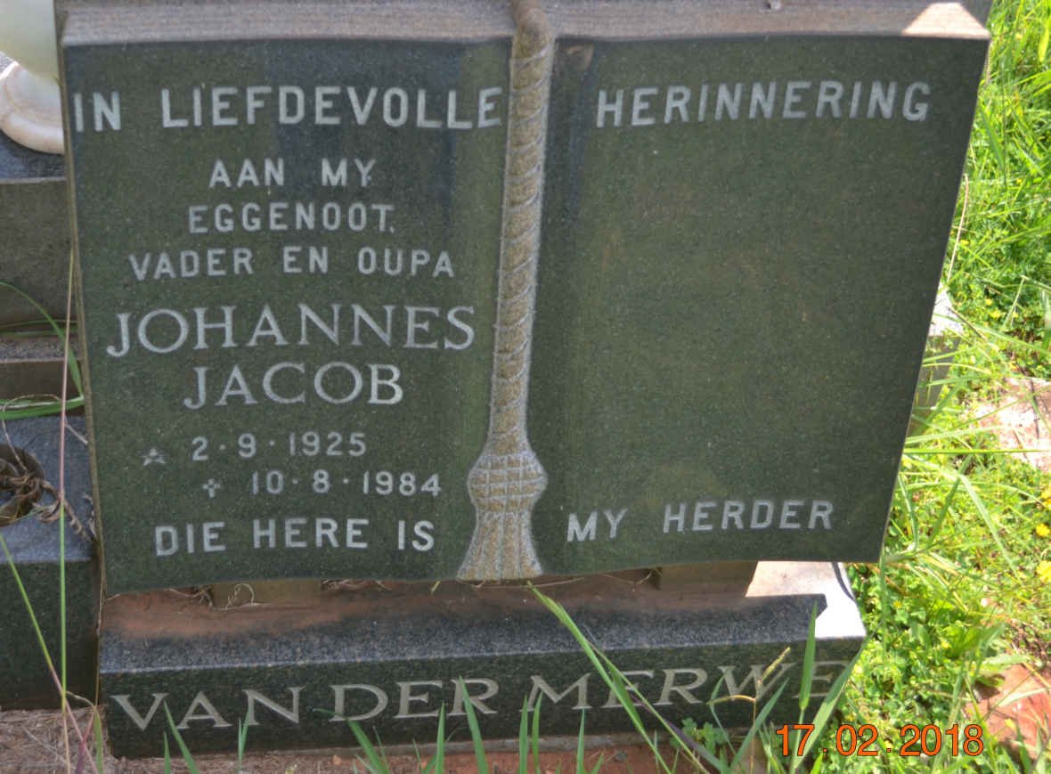 MERWE Johannes Jacob, van der 1925-1984