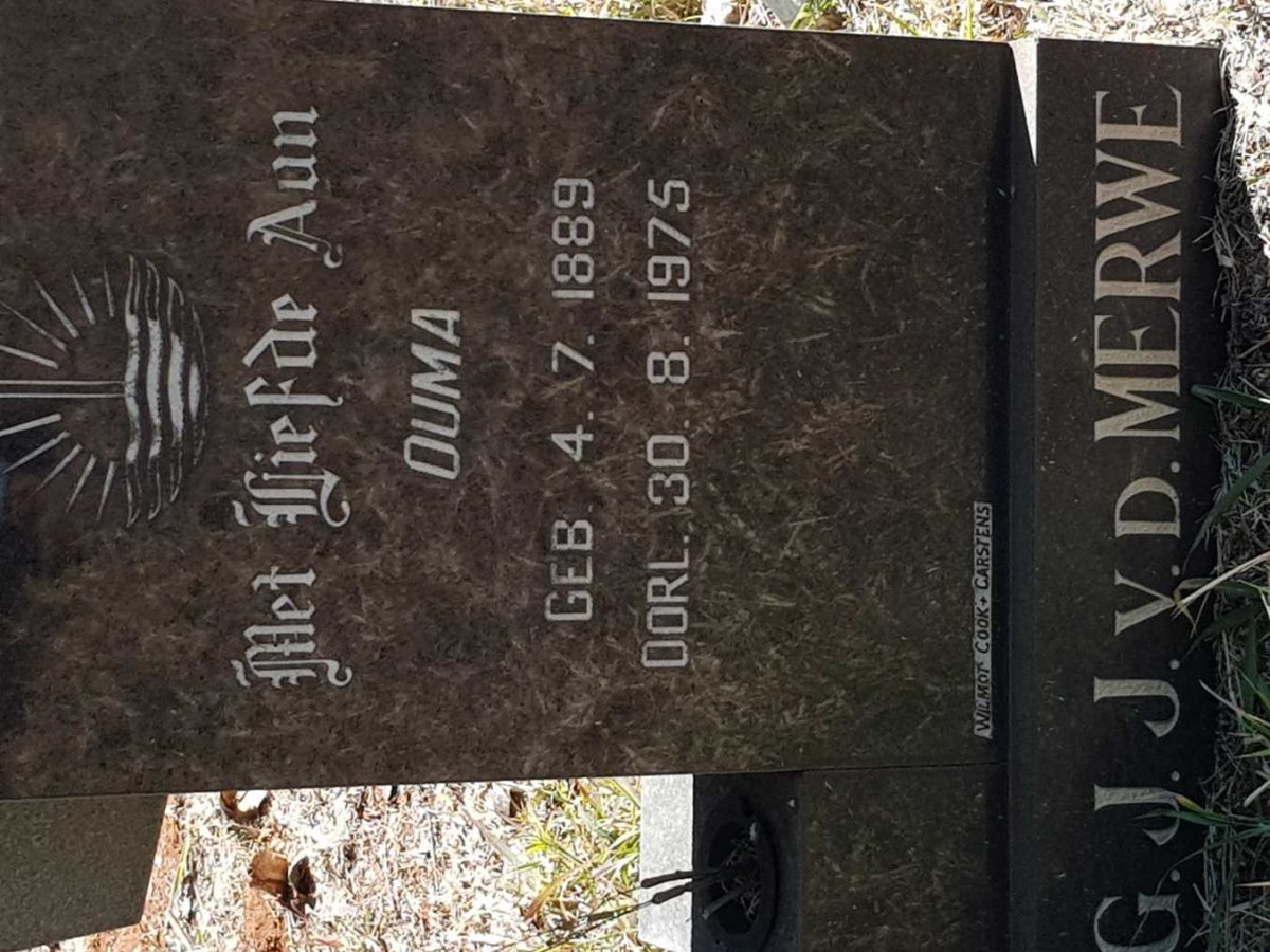 MERWE G.J.J., v.d. 1889-1975