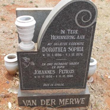 MERWE Johannes Petrus, van der 1905-1986 &amp; Dorothea Sophia 1896-1976