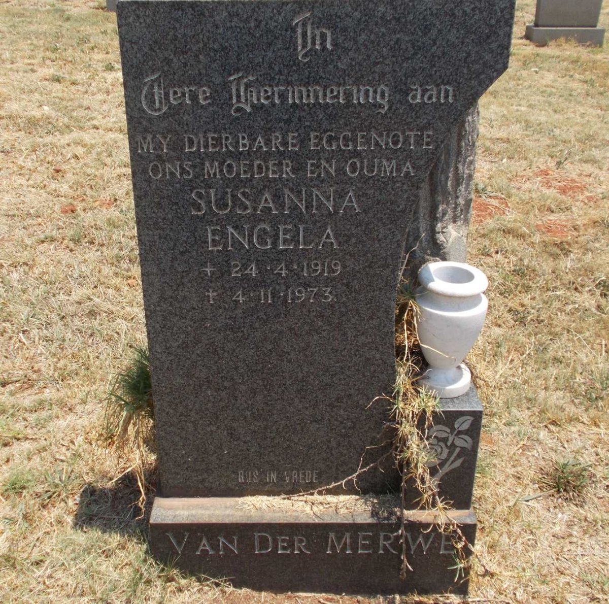 MERWE Susanna Engela, van der 1919-1973