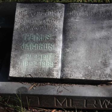 MERWE Petrus Jacobus, v.d. 1917-1969