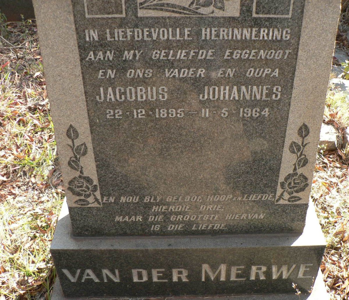 MERWE Jacobus Johannes, van der 1895-1964