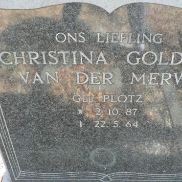 MERWE Christina Goldina, van der nee PLOTZ 1887-1964